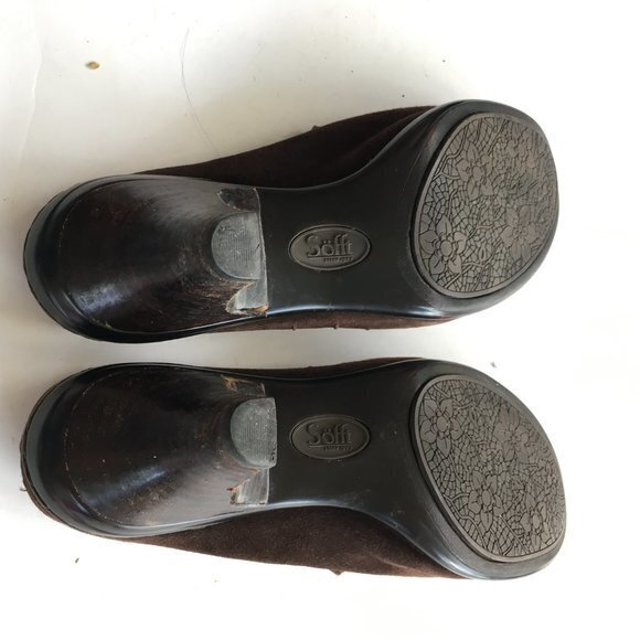 Sofft ruched clogs Suede Leather Low Heeled Sz 7W - Picture 5 of 5